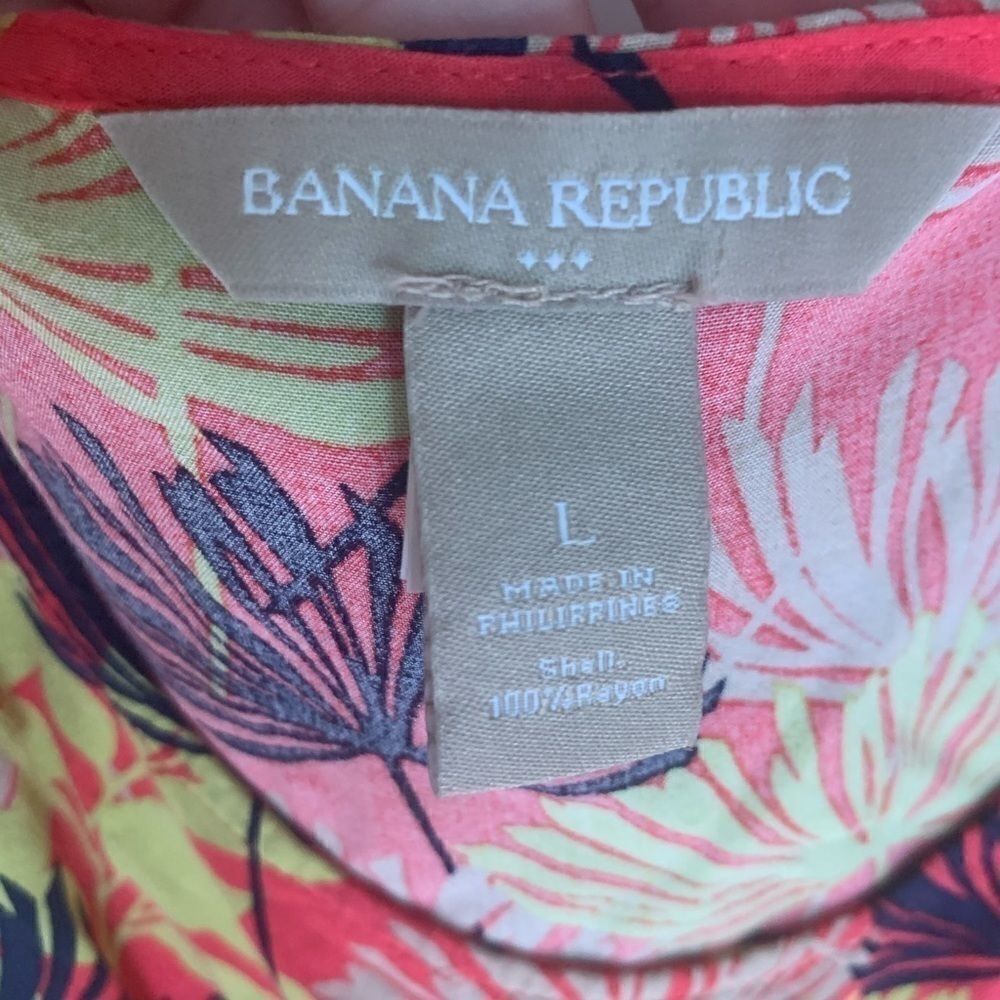 Banana Republic red and orange tropical Print sleeveless dress - Picture 4 of 5